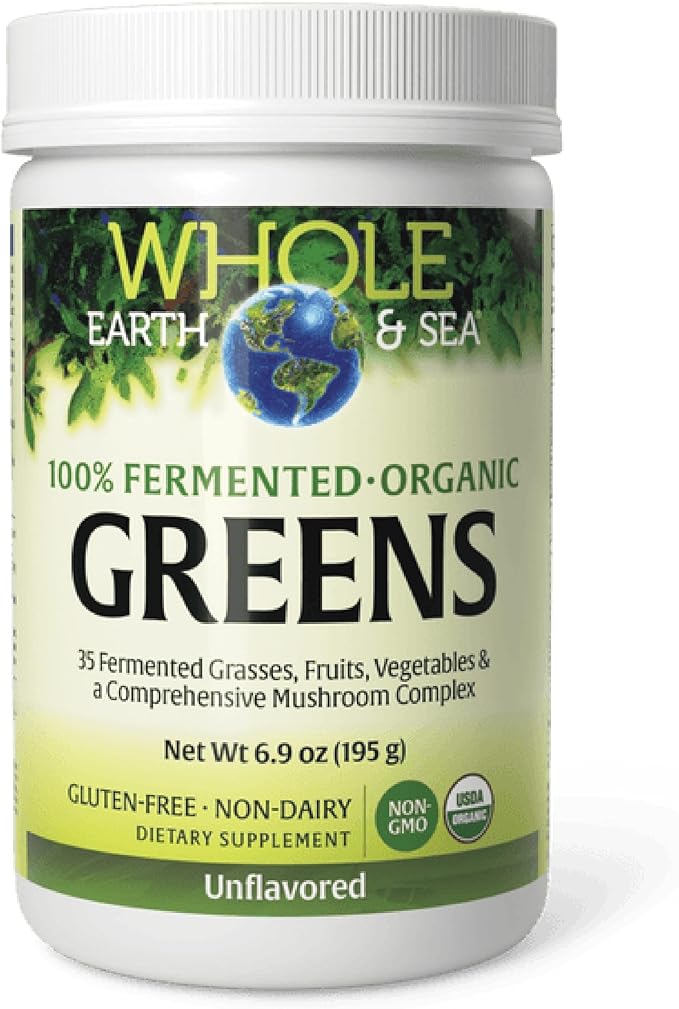 Natural Factors Organic Greens - Antioxidant Support Supplement Aids Immune Health - Green Drink Mix with Fruits Vegetables &amp Herbs - Unflavored 6.9 oz