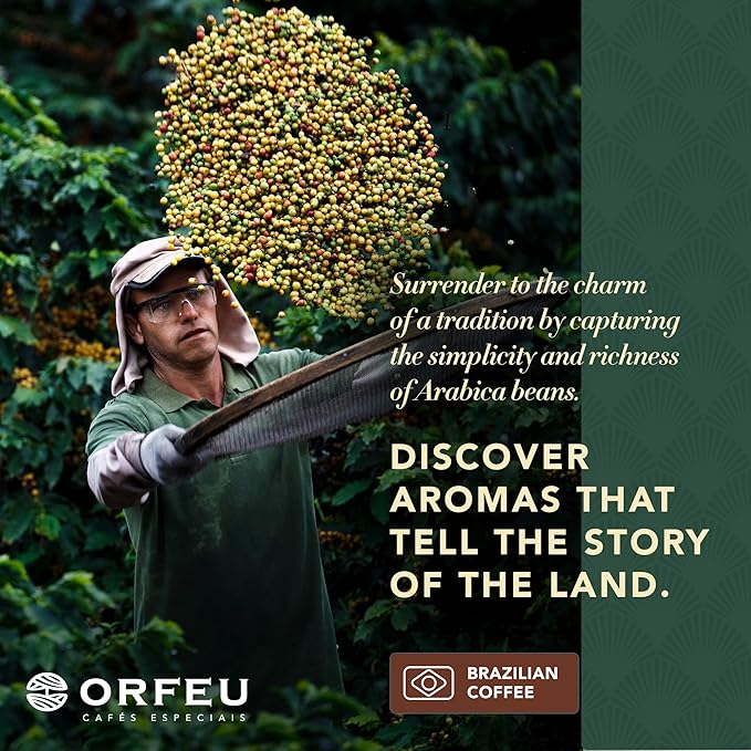ORFEU - Special Coffee Intense - Drip Sachet - 100% Arabica Coffee Dark Roast Aroma of Toasted Caramel &amp Fruit Jam Low Acidity Made In Brazil Velvety Body - 10 Units 100g (Pack of 2)