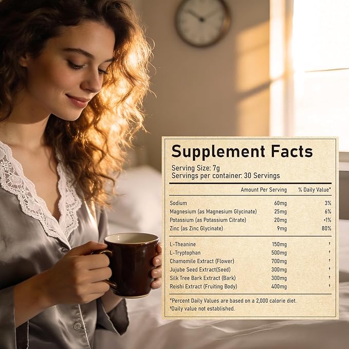 Magnesium Sleep Cocoa Drink – Sugar-Free Melatonin-Free Bedtime Formula for Adults with L-Theanine Reishi &amp Zinc No Caffeine 30 Individually Wrapped Servings