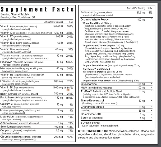Youngevity Beyond Tangy Tangerine 2.0 Multi-Vitamin &amp Mineral Complex - Made with Natural &amp Whole Foods | 160000 ORAC | 120 Tablets - 3-Pack