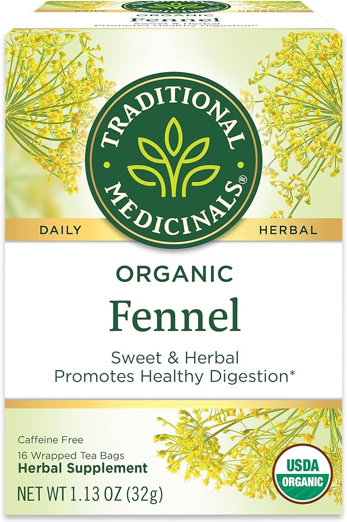 Traditional Medicinals Organic Fennel Herbal Tea Promotes Digestive Health (Pack of 6) - 96 Tea Bags Total