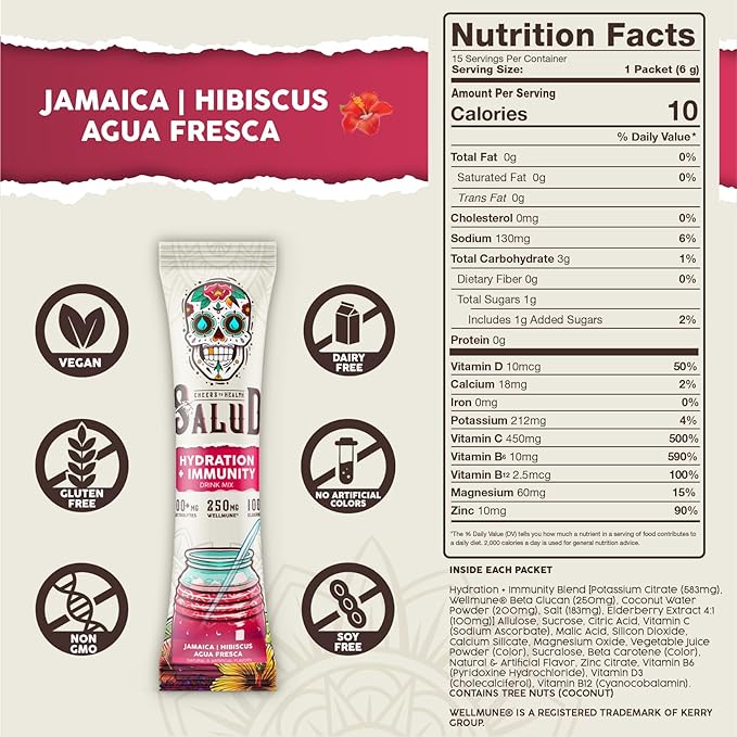 Salud Variety 3-Pack | 2-in-1 Calm + Sleep (Lemon Honey) Hydration + Immunity (Hibiscus) &amp Energy + Focus (Strawberry Watermelon) - 15 Servings Each Drink Mix Non-GMO Gluten Free Low Calorie