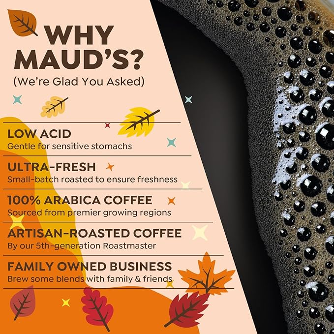 Maud's Fall Flavored Coffee Pods Variety Pack 42ct 6 Assorted Flavors Medium Roast Coffee in Single Serve Pods – 100% Arabica Beans Compatible with Keurig K Cups Maker