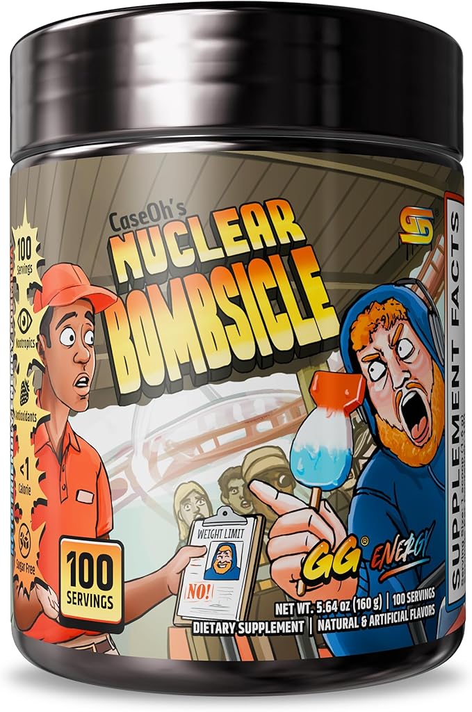 Gamer Supps GG Energy - CaseOh's Nuclear Bombsicle by CaseOh (100 Servings) - Keto Friendly Gaming Energy and Nootropic Blend Sugar Free + Organic Caffeine + Vitamins + Immune Support Powder Drink