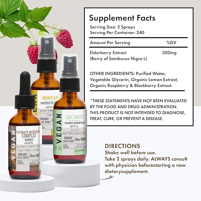 Digestive Harmony Bundle Liquid Vitamin Trio Mushroom Complex Lions Mane Reishi Maitake &amp Chaga Zinc Picolinate &amp Bromelain | Non-GMO | Gluten Free | Sugar Free | 2 Fl Oz | 240 Days Supply