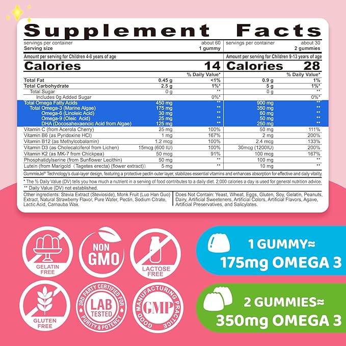 Melatonin Free Sleep Aid Gummies &amp Omega 3 Gummies for Kids