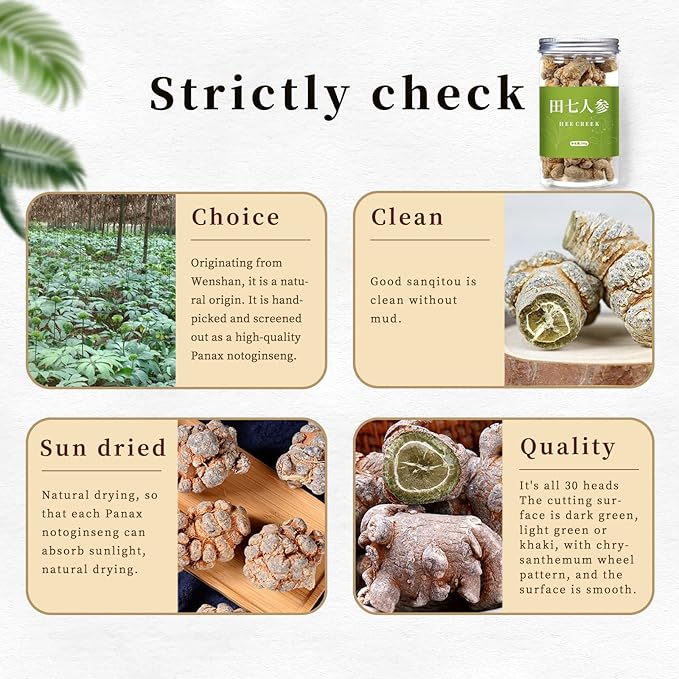 Hee Creek Notoginseng Root Heads 10.58/300g Natural Tienchi – 7-Year-Grown Whole Panax Notoginseng from Wenshan Yunnan – Tian Qi Sanqi Ginseng for Herbal Wellness Tea Soup 田七 田七人参 三七 活血化瘀
