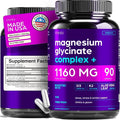 Magnesium Glycinate 1160mg + Aloe Vera D3 &amp K2 Complex 90 Capsules - High Absorption Non-Laxative - Supports Muscle Function &amp Healthy Metabolism Chelated Formula