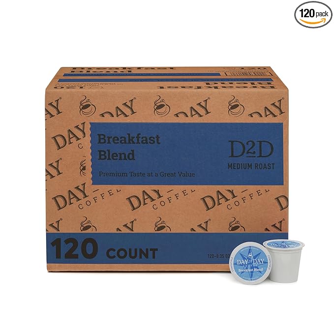 Day To Day Coffee Breakfast Blend Medium Roast Coffee Pods 120 Count Compatible with Keurig K-Cup Brewers Perfect Wake-Up Coffee