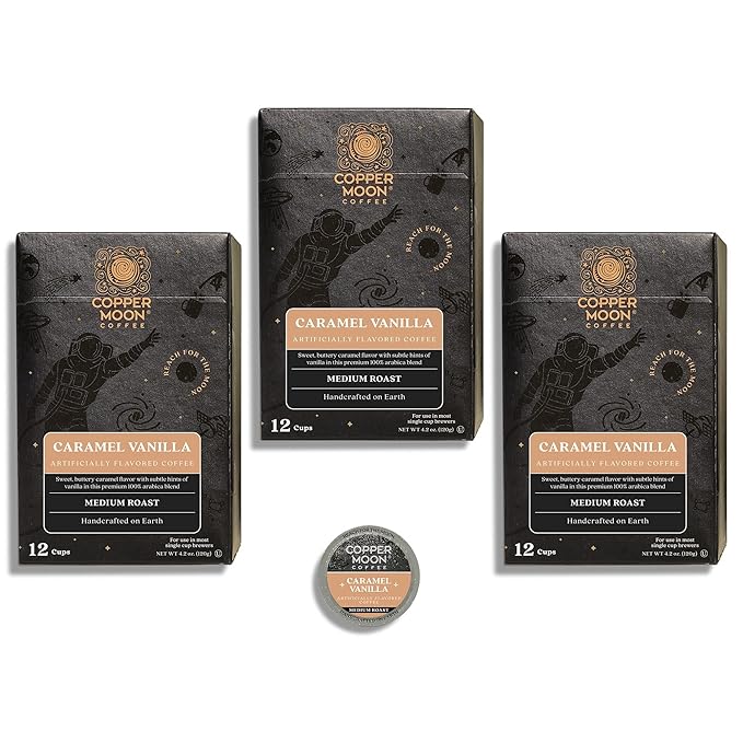 Copper Moon Single Serve Coffee Pods for Keurig K-Cup Brewers Medium Roast Caramel Vanilla Blend 36 Count