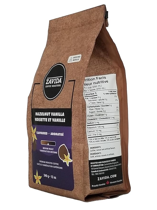 Zavida Premium Hazelnut Vanilla Ground Coffee 340g/12 oz