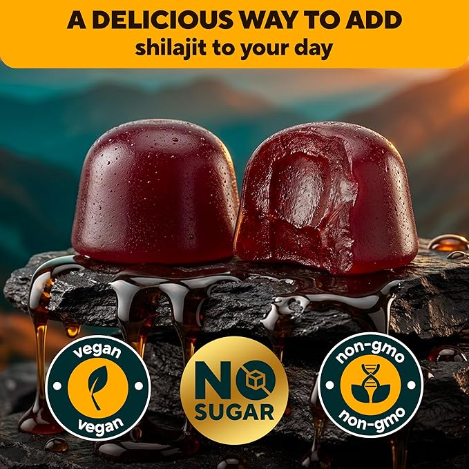 Himalayan Shilajit Gummies - Sugar Free Natural Shilajit Gummies with Fulvic Acid Ashwagandha Lions Mane Black Seed - Immune &amp Energy Support - 120 Count