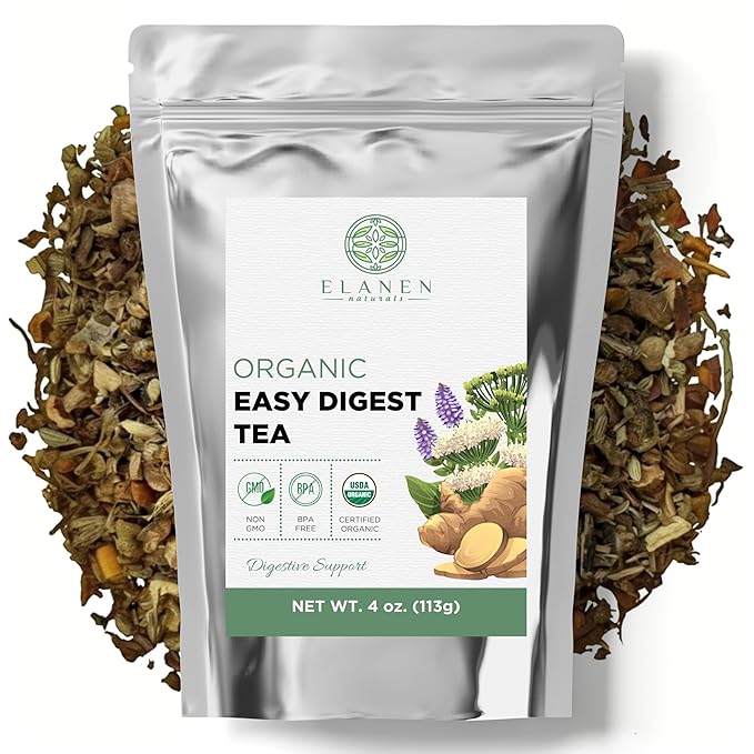 Organic Easy Digest Tea 4 oz. (113g) USDA Certified Organic Digestive Tea for Stomach Ease Tummy and Gut Health Gas Digestion Relief Bloating and Belly Comfort Loose Leaf