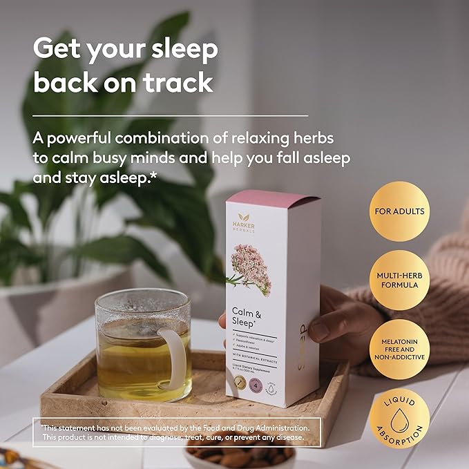 Calm &amp Sleep Syrup Supplement Naturally Reduce Stress and Improve Sleep with Valerian Root Hops Flower Extract and Passionflower - 6.7oz