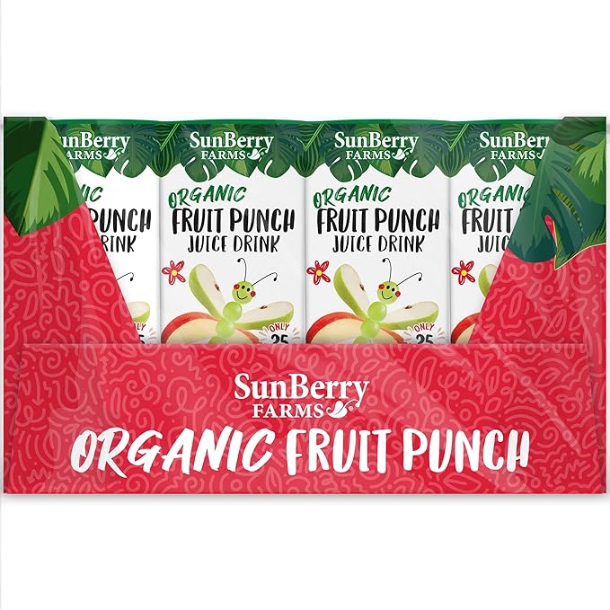 Sunberry Farms Organic Fruit Punch Juice Drink – 32 Pack (6.75 fl oz Each) | USDA Organic | No Sugar Added | Gluten-Free | GMO-Free | Preservative Free | Excellent Source of Vitamin C