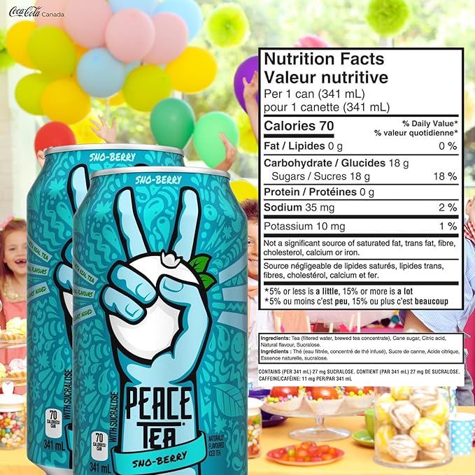 Peace Tea Sno Berry - No Preservatives Made with Real Tea and Natural Fruity Flavor - Pack of 6 Iced Tea Cans 341 mL/11.5 fl. oz. (Shipped from Canada) by TrendnSave