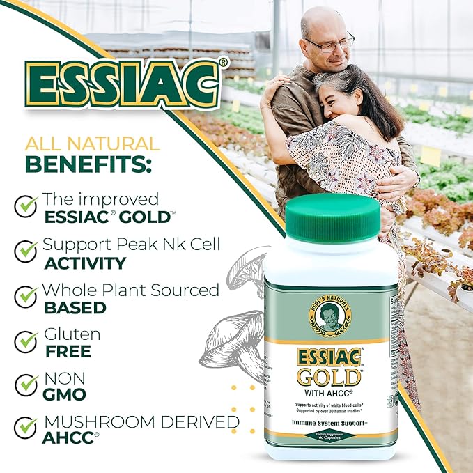 Essiac Gold® with AHCC® – Premium Immune System Booster – 60 Herbal Capsules