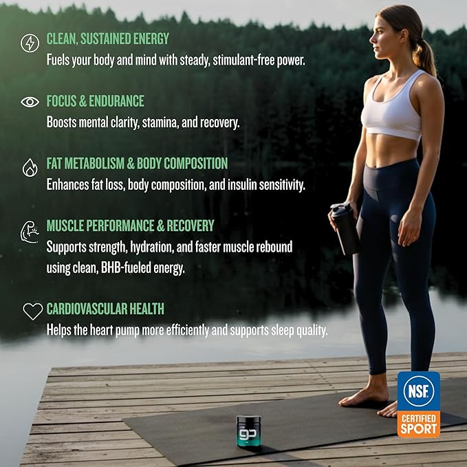goBHB® Clean Energy Powder | NSF Sport Certified | Cellular Fuel with BHB Salts | Enhances Endurance Mental Clarity Hydration &amp Recovery | No Caffeine or Sugar | Neutral Flavor