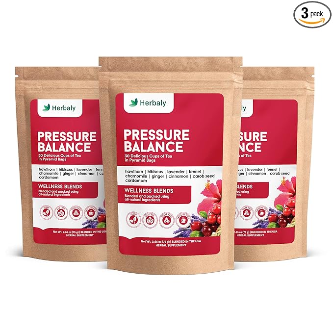 Herbaly Heart Functional Tea - 9 Superherbs - Natural Organic Non-GMO Caffeine-Free Sugar Free - 3 Pack 90 Pyramid Tea Bags