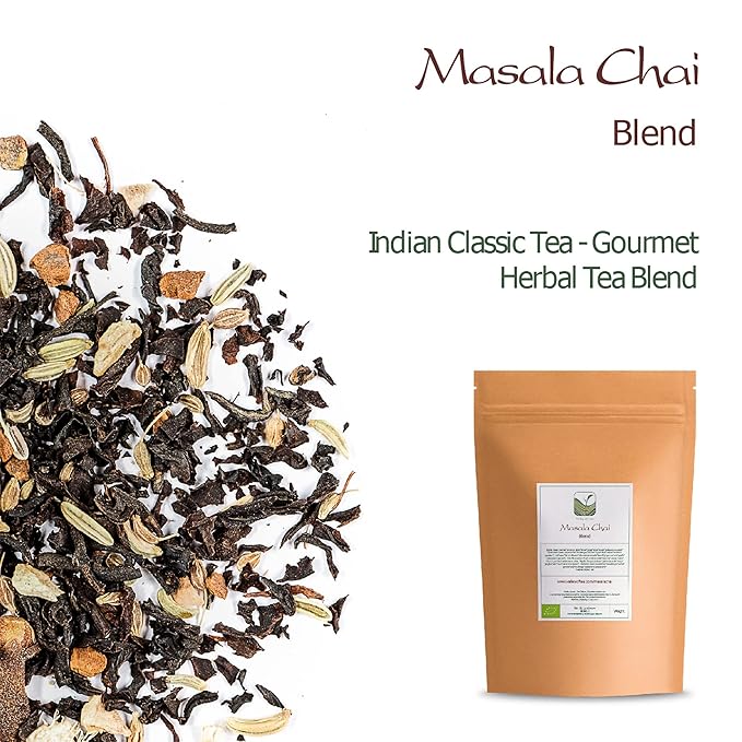 Masala Chai Organic Black Tea - Indian Black Tea Blended With Spices - Loose Leaf Englisch Style Breakfast Tea Organic Masala Chai Tea Black Chai Indian Chai Tea Chai Spice Black Tea Indian Tea