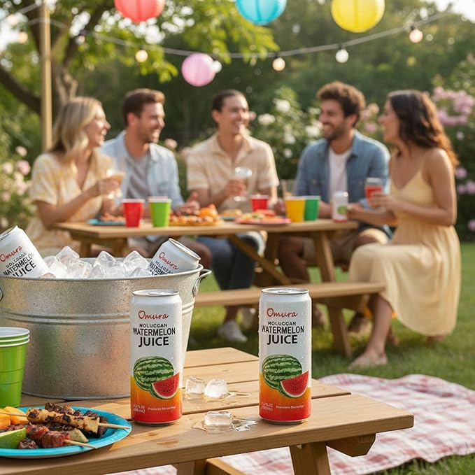Omura Pack of 24 Watermelon Juice Drink Refreshing Watermelon Beverage with Natural Sweetness Non-GMO 11.3 Fl Oz (24-Pack)