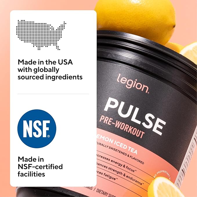 LEGION Pulse Pre Workout - All Natural Nitric Oxide Preworkout Drink to Boost Energy Creatine Free Naturally Sweetened Beta Alanine Citrulline Alpha GPC (Green Apple)