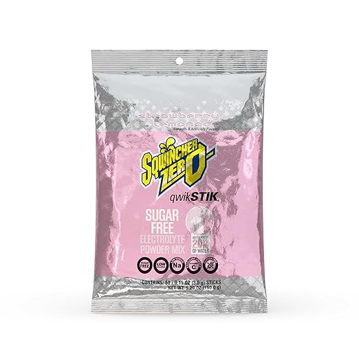 Sqwincher Zero Qwik Stik Sugar Free Strawberry Lemonade &amp Orange Flavor .11 oz (Pack of 50)