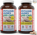 Yerba Prima Psyllium Husks Veg Caps 400 Capsules (625mg) (Pack of 2) - Vegan Non-GMO Gluten Free Colon Cleanser Daily Fiber Supplement for Gut Health &amp Regularity