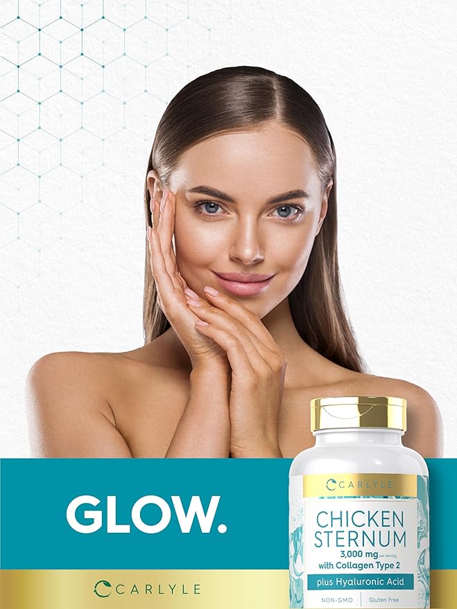 Carlyle Chicken Sternum Cartilage Collagen Capsules | Type II 3000mg | 120 Pills | Plus Hyaluronic Acid | Non-GMO Gluten Free