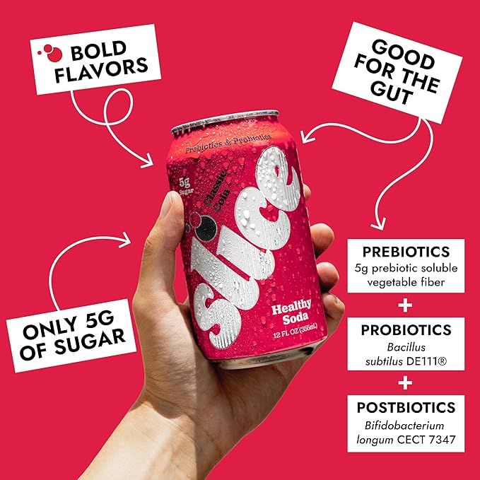 Slice Healthy Soda Classic Cola Prebiotic &amp Probiotic Soda Pop 5g Fiber 40 calories 12 fl oz 12 Pack