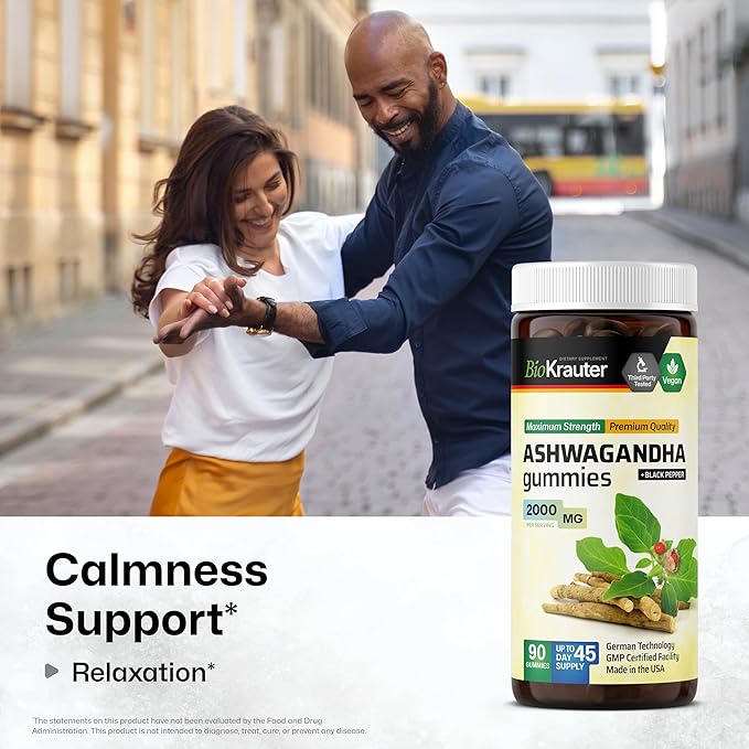 BIO KRAUTER Lemon Balm Tincture 2 Fl. Oz. &amp Ashwagandha 90 Gummies.