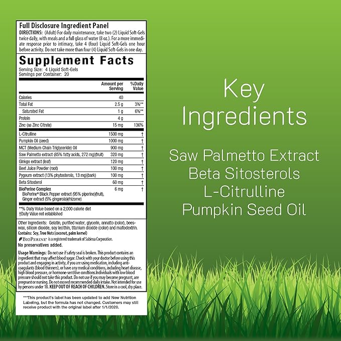 Irwin Naturals Prosta-Strong RED with Nitric Oxide Boosters Saw Palmetto Lycopene Pumpkin Seed &amp More - Prostate Health Supplements for Men - 80 Liquid Soft-Gels