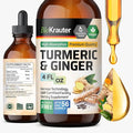BIO KRAUTER® Turmeric and Ginger Supplement - Pure Vegan Liquid Turmeric &amp Ginger Tincture with Pepper 4 Fl.Oz 56 Days of Supply - Curcumin Drops for Joint Support Antioxidant &amp Immune Suppor
