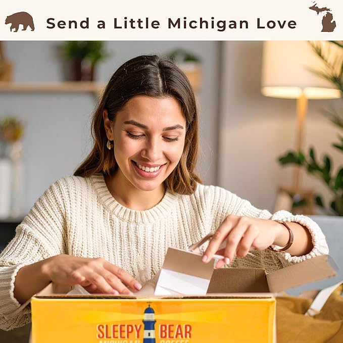 Sleepy Bear Coffee Pods Medium Roast Arabica Rich Flavor Michigan-Made Smooth &amp Sweet No Sugar Added 30ct Pods Compatible with Single-Serve Brewers (Sault Ste Marie Salted Caramel)