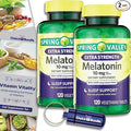 Spring Valley Extra Strength Melatonin Tablets with Lemon Balm Dietary Supplement for Sleep Support 10 mg 120 Ct 2 pk (240 Total) + Vitamin Vitality &amp Pill Container (4 Items)!