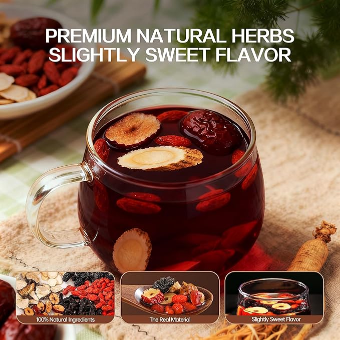 Kidney Tea Formula Ginseng Five Treasure Tea for Men and Women Natural Herbal Ingredients for Kidney Traditional Beverage Fruit Organic (60 Bag Gram 400.0)