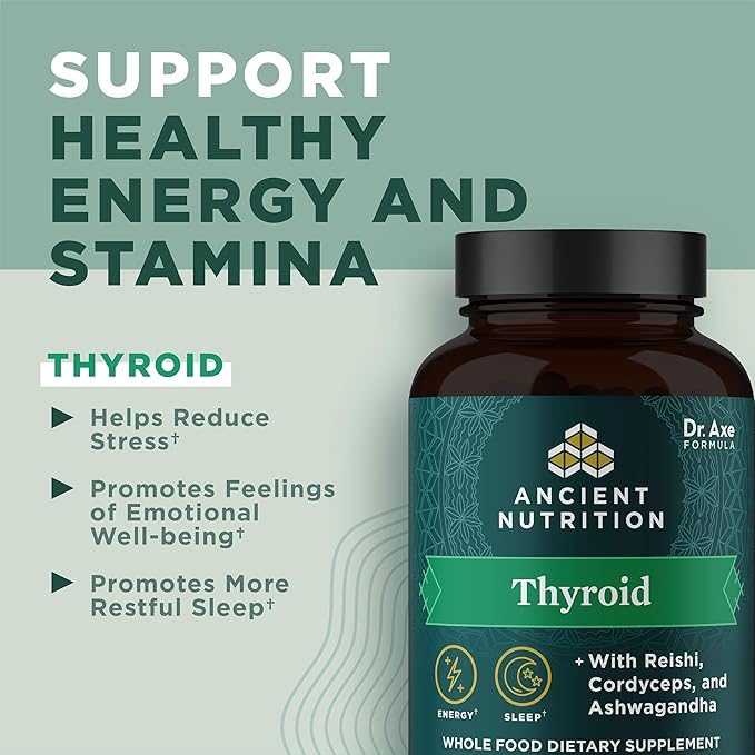 Ancient Nutrition Thyroid Support Supplement with Ashwaghanda Thyroid Capsules Promotes Restful Sleep and Reduced Stress Gluten Free Paleo and Keto Friendly 60ct