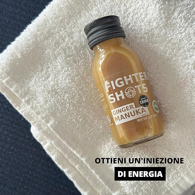 Ginger Manuka Honey (12x60ml) | Award Winning Fresh &amp Fiery Ginger Shots | Cold Pressed Ginger Root for Immune Support | Boosts Energy | 100% Natural | No Nasties | A Perfect Pick Me Up