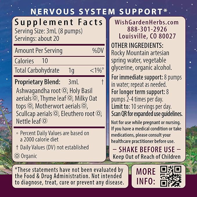 WishGarden Herbs Deep Stress with Ashwagandha - Plant-Based Liquid Herbal Adrenal Support Supplement with Ashwagandha Root and Powerhouse Adaptogens for Stress Relief Fast-Acting Stress Tincture 4oz