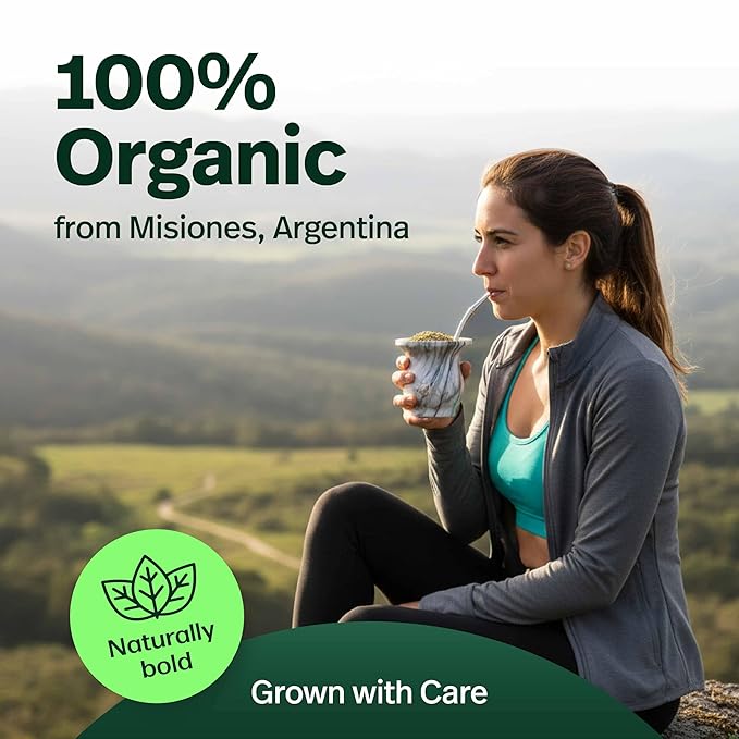KALMATEH Premium Organic Yerba Mate 1lb Unsmoked Loose Leaf &amp Stem Tea Natural Coffee Alternative Herbal Tea for Energy Focus and Wellness Perfect for Yerba Mate Lovers - 1 Pack