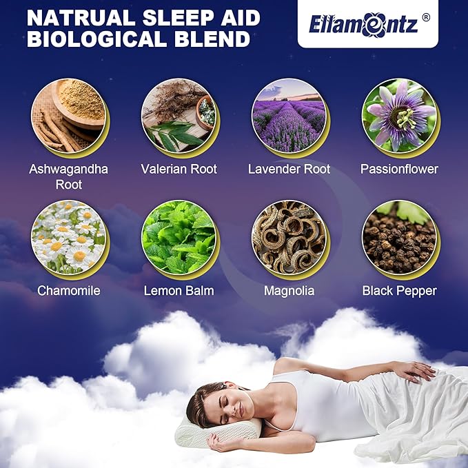 Sleep Gummies Melatonin Free with Magnesium Glycinate L-Tryptophan GABA L-Theanine Ashwagandha Natural Sleep Aid Calm Relax Gummy No Melatonin for Adults Extra Strength without Melatonin 60Cts