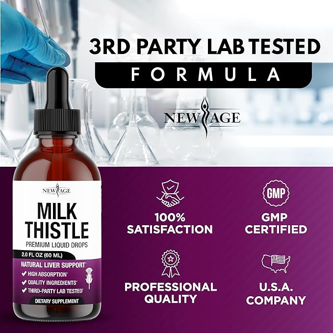 Milk Thistle Liquid Drops – All Natural Milk Thistle Extract with Silymarin – High Absorption – Non-GMO Gluten-Free – 4 oz