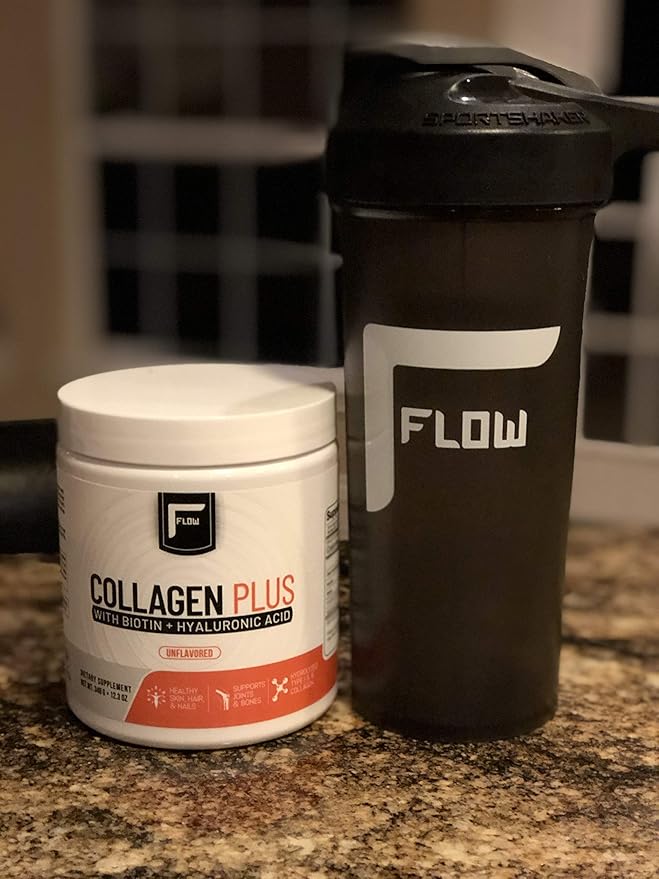 Flow Supplements Collagen Peptides Protein Powder Collagen Supplements with Hyaluronic Acid + Biotin Hydrolyzed Collagen Peptides Multi Collagen Powder Type I and III - 348 Gram (Pack of 1)