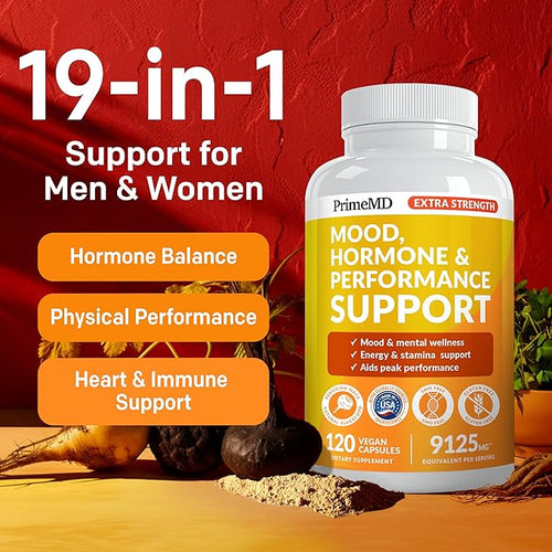 19-in-1 Extra Strength Peruvian Maca Root Capsules - 9125 mg Ashwagandha Supplements with Fenugreek and Ginseng for Mood Hormone and Performance Support (120 ct)