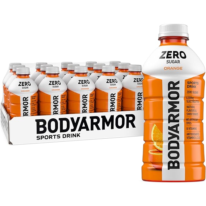 BODYARMOR ZERO Sugar Orange Electrolyte Drink Natural Flavors 28 Fl Oz Bottles (15 Pack) B Vitamins &amp Antioxidants Sugar Free Hydration