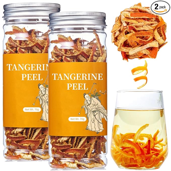 Wanhua Hall Fresh Dried Tangerine Peel Dried Mandarin Orange Peel Strips 4.94oz/140g Mandarin Pure Citrus Peel Strips Natural Mandarine Scent Suitable for Cooking &amp Tea