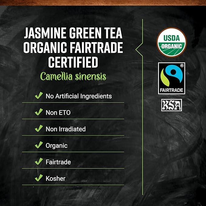 Frontier Co-op Organic Fairtrade Jasmine Green Tea All Natural Loose Leaf Tea Leaves Kosher | 16 Ounce (Pack of 1)