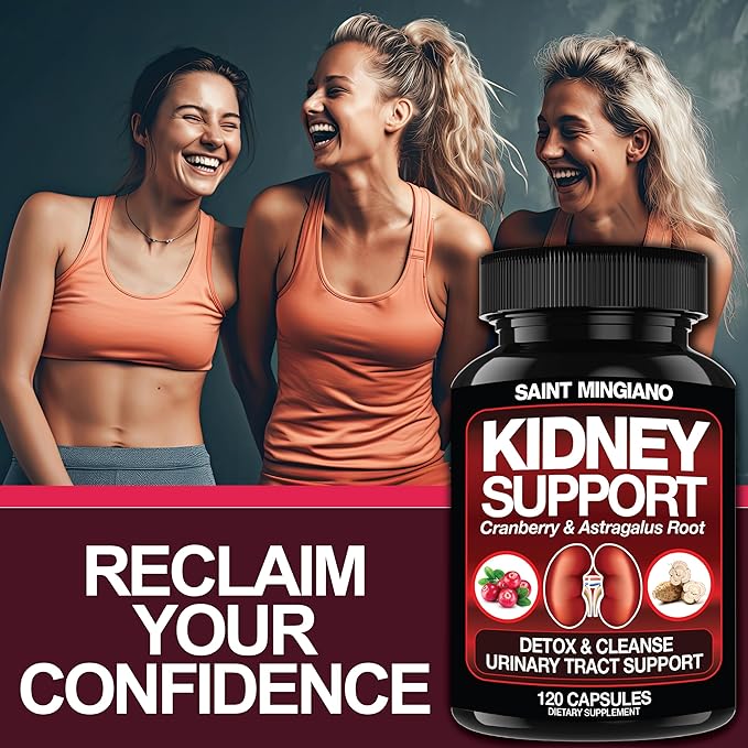 Kidney Support Cleanse Detox &amp Repair -120 Capsules - Cranberry &amp Astragalus Root Pills for Women and Men | High Strength Stone Remover Supporting Urinary Tract &amp Bladder Health