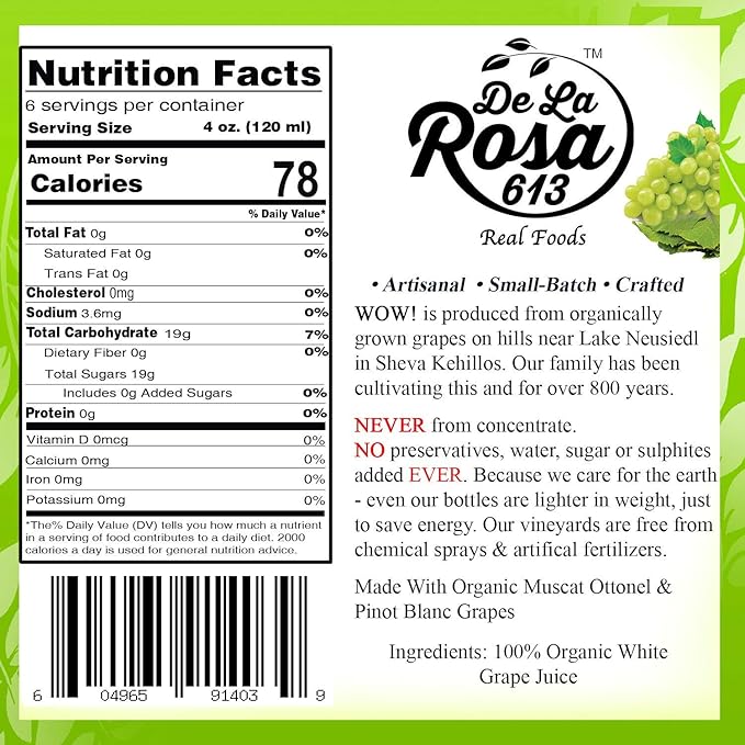 De La Rosa Organic Red &amp White Grape Juice No Preservatives or Sulfites Vegan Kosher Non-GMO &amp Gluten Free Austrian Red &amp White Grape Juice 25.4 Oz (Pack of 2)