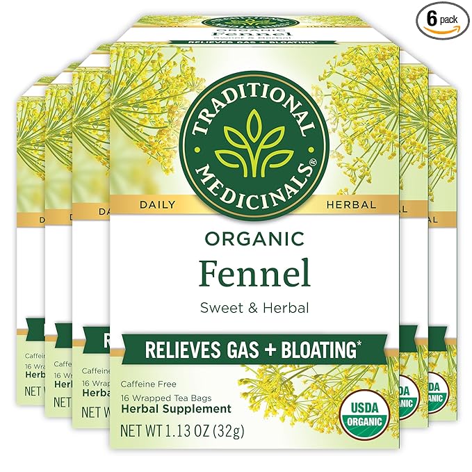 Traditional Medicinals Tea Organic Fennel Promotes Healthy Digestion 96 Tea Bags (6 Pack)